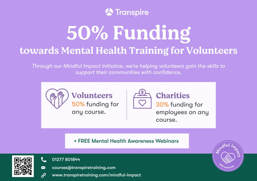 50% Funding Towards Mental Health First Aid Training for Volunteers